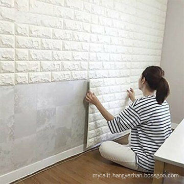 China Wholesale Home Decoration Wall Paper Waterproof Soft Peel and Stick XPE 3D Foam Wallpaper